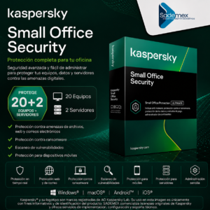ANTIVIRUS KASPERSKY 20 LICENCIAS 2 SERVIDORES SMALL OFFICE SECURITY